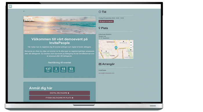 Landningssida för ditt event